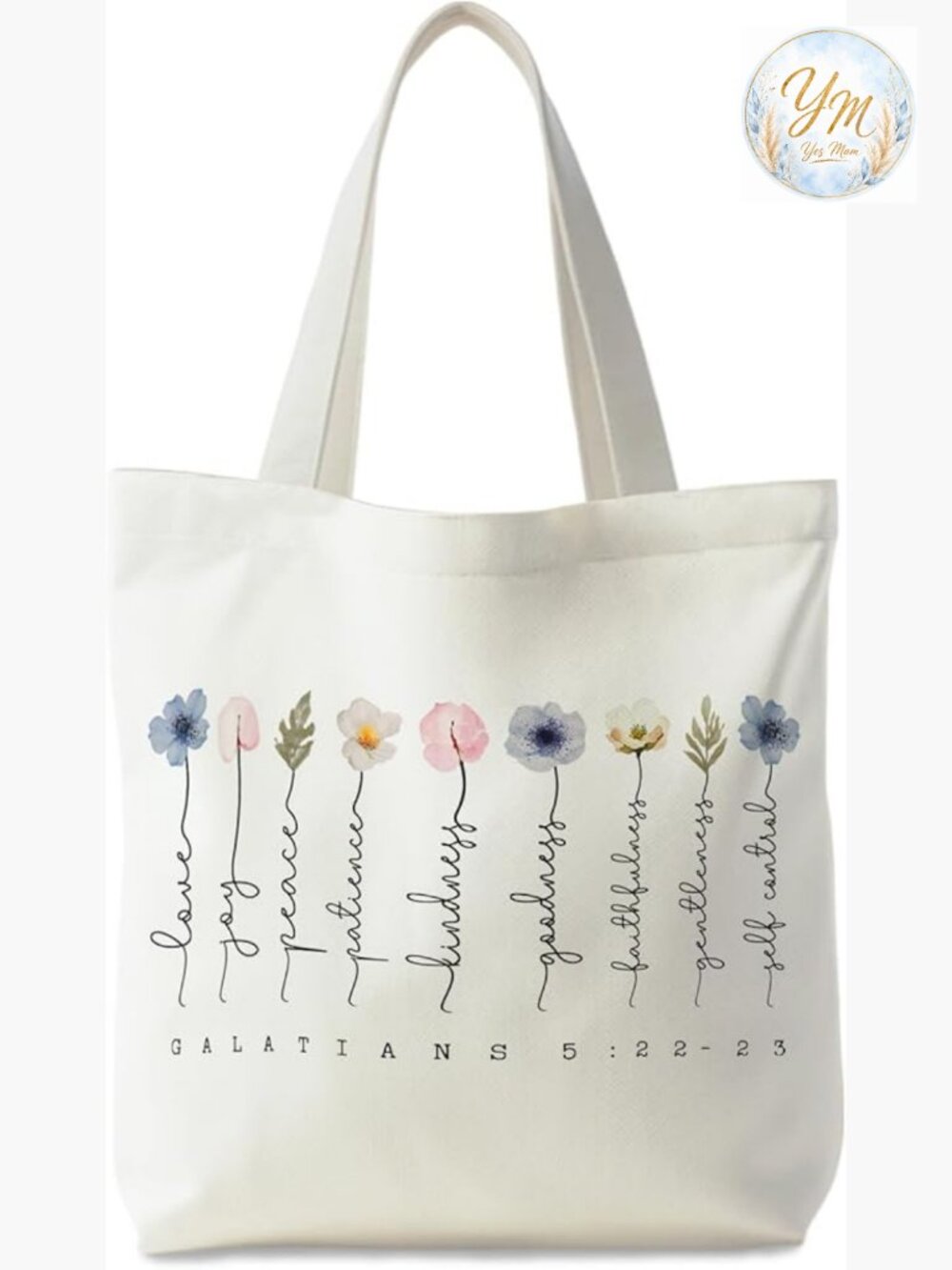 Christian Tote Bag for Women, Canvas Bible Bag, Reusable Shopping Tote with